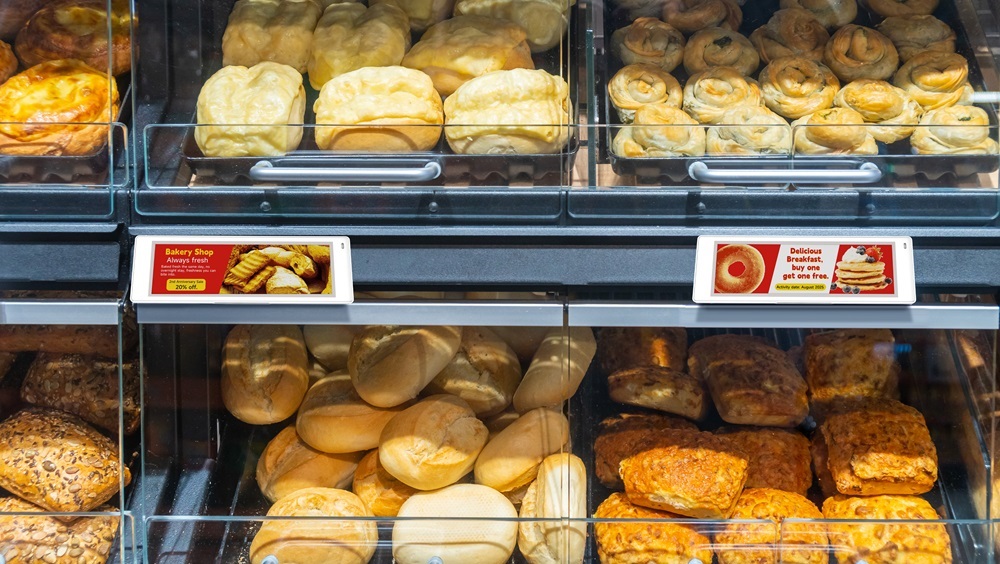 changeable price tag on the shelf of bakery changeable price tag on the shelf of bakery